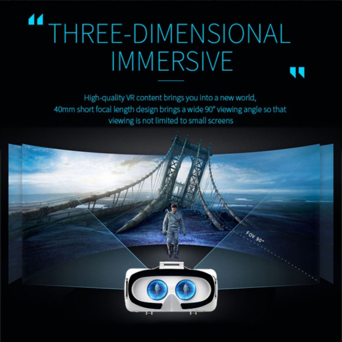 VR SHINECON G06E Lunettes vidéo 3D de réalité virtuelle adaptées aux smartphones 4,7 pouces 6,1 pouces avec casque (blanc) SH046W33-018
