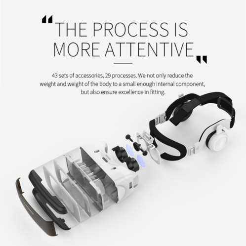 VR SHINECON G06E Lunettes vidéo 3D de réalité virtuelle adaptées aux smartphones 4,7 pouces 6,1 pouces avec casque (blanc) SH046W33-018