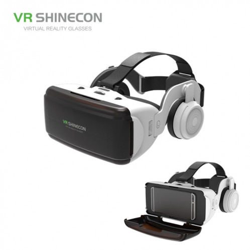 VR SHINECON G06E Lunettes vidéo 3D de réalité virtuelle adaptées aux smartphones 4,7 pouces 6,1 pouces avec casque (blanc) SH046W33-018