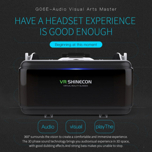 VR SHINECON G06E Lunettes vidéo 3D de réalité virtuelle adaptées aux smartphones 4,7 pouces 6,1 pouces avec casque (blanc) SH046W33-018