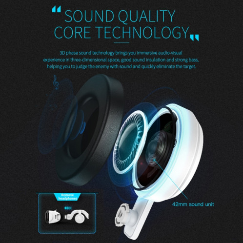 VR SHINECON G06E Lunettes vidéo 3D de réalité virtuelle adaptées aux smartphones 4,7 pouces 6,1 pouces avec casque (blanc) SH046W33-018
