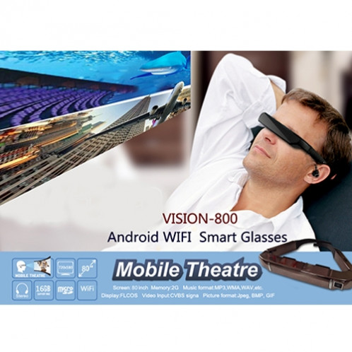 VISION-800 Android 4.4 1 Go + 2 Go Super Retina Lunettes 3D VR Casques de Réalité Virtuelle avec caméra 5.0MP, Support WiFi, Bluetooth, Carte TF, Enregistrement Vidéo SV44201916-015