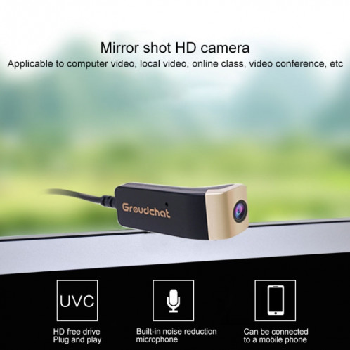 Groudchat jp1dv1 1080p HD Caméra intelligente Téléphone mobile USB Caméra en direct pour les pattes de lunettes, l'absorption de son intégré et le microphone réducteur de bruit (noir) SH380C800-08