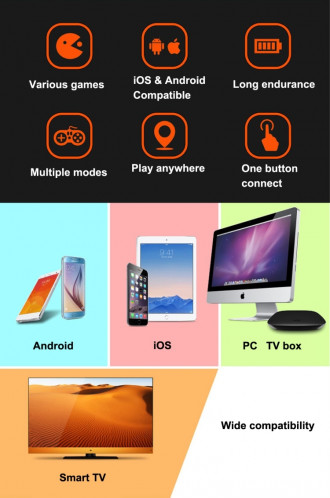 MOCUTE-050 télécommande sans fil Bluetooth / mini contrôleur de manette de jeu / contrôleur de lecteur de musique pour téléphone portable / tablette Android / iOS (noir) SH404B1013-08