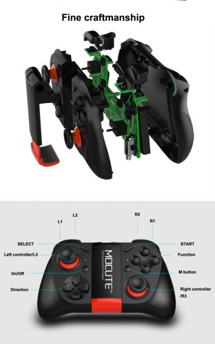 MOCUTE-050 télécommande sans fil Bluetooth / mini contrôleur de manette de jeu / contrôleur de lecteur de musique pour téléphone portable / tablette Android / iOS (noir) SH404B1013-08
