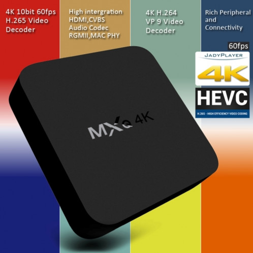 MXQ 4K Full HD Media Player RK3229 Quad Core KODI Android 9.0 TV Box avec télécommande, RAM: 1 Go, ROM: 8 Go, HDMI, WiFi, Miracast, DLNA (noir) SH005344-021