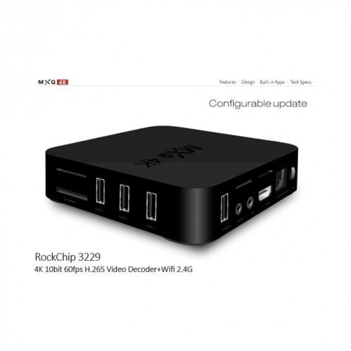 MXQ 4K Full HD Media Player RK3229 Quad Core KODI Android 9.0 TV Box avec télécommande, RAM: 1 Go, ROM: 8 Go, HDMI, WiFi, Miracast, DLNA (noir) SH005344-021