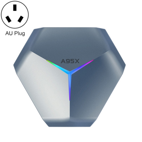 A95X F4 8K UHD Smart TV BOX Android 10.0 Lecteur multimédia avec télécommande, Amlogic S905X4 Quad Core Cortex-A55 jusqu'à 2,0 GHz, RAM : 2 Go, ROM : 16 Go, WiFi 2,4 GHz/5 GHz, Bluetooth, prise AU (bleu métallique) SH9LAU1517-015