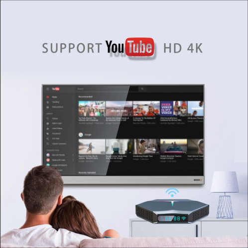 A95X F4 8K UHD Smart TV BOX Android 10.0 Lecteur multimédia avec télécommande, Amlogic S905X4 Quad Core Cortex-A55 jusqu'à 2,0 GHz, RAM : 2 Go, ROM : 16 Go, WiFi 2,4 GHz/5 GHz, Bluetooth, prise US (bleu métallique)) SH9LUS225-015