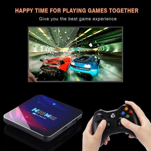 H96 Max V11 4K Smart TV BOX Android 11.0 Lecteur multimédia avec télécommande, RK3318 Quad-Core 64bit Cortex-A53, RAM : 4 Go, ROM : 32 Go, Prise en charge WiFi double bande, Bluetooth, Ethernet, prise britannique SH54UK1132-014