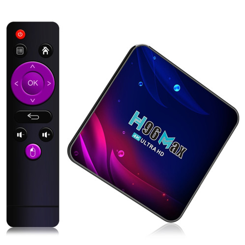 H96 Max V11 4K Smart TV BOX Android 11.0 Lecteur multimédia avec télécommande, RK3318 Quad-Core 64bit Cortex-A53, RAM : 4 Go, ROM : 32 Go, Prise en charge WiFi double bande, Bluetooth, Ethernet, prise britannique SH54UK1132-014