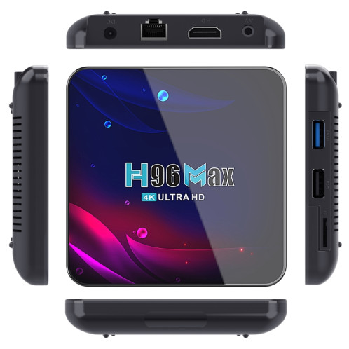 H96 Max V11 4K Smart TV BOX Android 11.0 Lecteur multimédia avec télécommande, RK3318 Quad-Core 64bit Cortex-A53, RAM : 4 Go, ROM : 32 Go, Prise en charge WiFi double bande, Bluetooth, Ethernet, prise britannique SH54UK1132-014