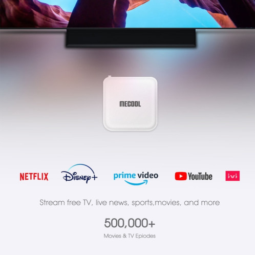 MECOOL KM2 4K Smart TV BOX Android 10.0 Lecteur multimédia avec télécommande, Amlogic S905X2 Quad Core ARM Cortex A55, RAM : 2 Go, ROM : 8 Go, prise en charge Bluetooth, HDMI, carte TF, prise britannique SM66UK1141-011