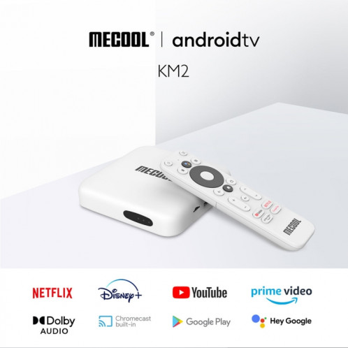 MECOOL KM2 4K Smart TV BOX Android 10.0 Lecteur multimédia avec télécommande, Amlogic S905X2 Quad Core ARM Cortex A55, RAM : 2 Go, ROM : 8 Go, prise en charge Bluetooth, HDMI, carte TF, prise UE SM66EU589-011