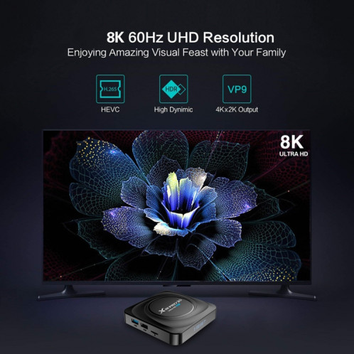 X88 PRO 20 4K Smart TV Box Android 11,0 Media Player avec télécommande vocale, RK3566 Quad Core 64bit Cortex-A55 jusqu'à 1,8 GHz, RAM: 4 Go, Rom: 32 Go, Bluetooth, Bluetooth, Ethernet, Bluetooth, Fiche SH68US1649-012