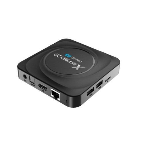 X88 PRO 20 4K Smart TV Box Android 11,0 Media Player avec télécommande infrarouge, RK3566 Quad Core 64bit Cortex-A55 jusqu'à 1,8 GHz, RAM: 8 Go, Rom: 128 Go, Support Dual Band Wifi, Bluetooth, Ethernet, UK Plug SH73UK1285-012