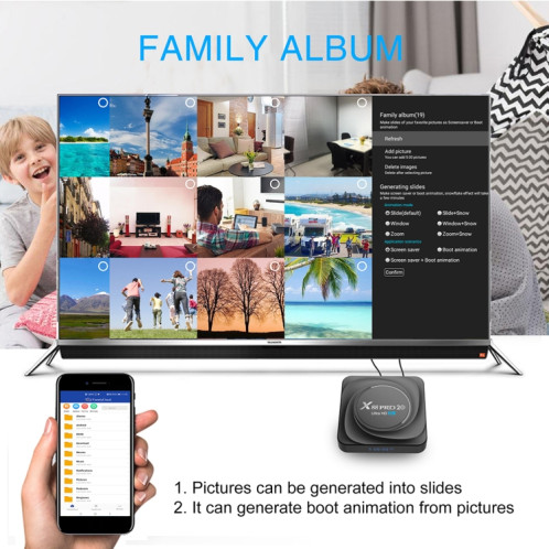 X88 PRO 20 4K Smart TV Box Android 11,0 Media Player avec télécommande infrarouge, RK3566 Quad Core 64bit Cortex-A55 jusqu'à 1,8 GHz, RAM: 8 Go, Rom: 128 Go, Support Dual Band Wifi, Bluetooth, Ethernet, UK Plug SH73UK1285-012