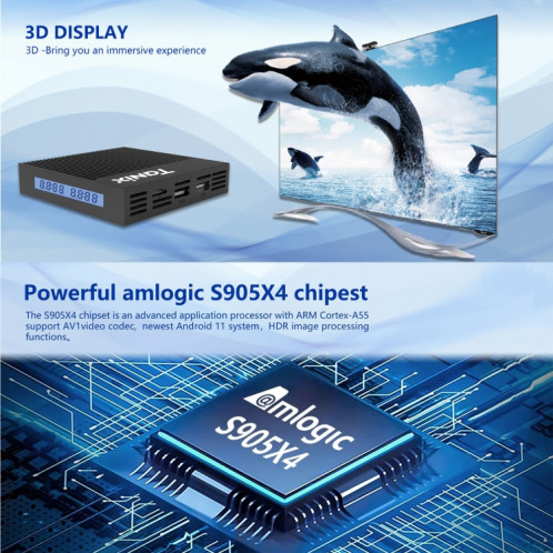Tanix X4 Android 11 Smart TV Box, Amlogic S905X4 Quad Core, 4 Go + 32 Go, double Wifi, BT () SH84EU1183-08