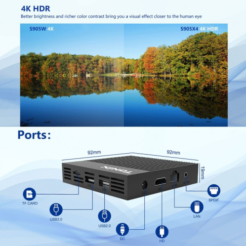 Tanix X4 Android 11 Smart TV Box, Amlogic S905X4 Quad Core, 4 Go + 32 Go, double Wifi, BT () SH84EU1183-08
