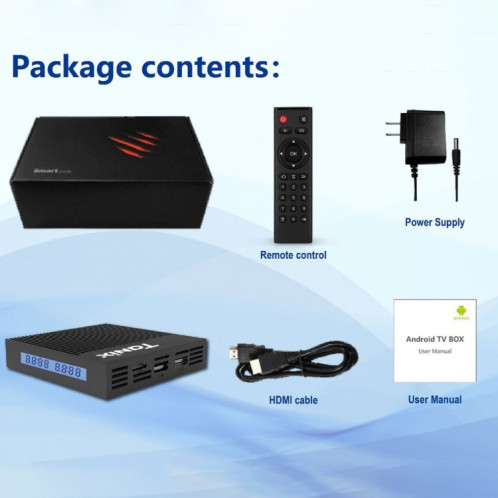 Tanix X4 Android 11 Smart TV Box, Amlogic S905X4 Quad Core, 4 Go + 32 Go, double Wifi, BT () SH84EU1183-08