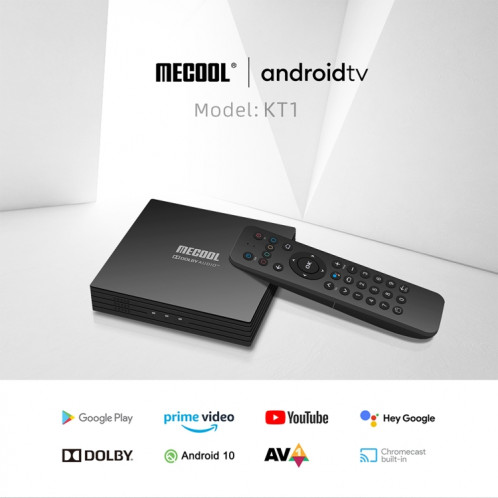 MECOOL KT1 DVB T2 Android 10.0 Décodeur TV intelligent, Amlogic S905X4-B Quad Core ARM Cortex-A55, 2 Go + 16 Go, WiFi double bande, Bluetooth (prise UE) SM96EU1188-015