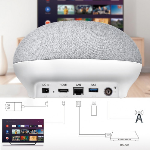 MECOOL KA1 Haut-parleur TV intelligent Android 11 TV Box avec télécommande, Amlogic S905X4 Quad Core Cortex-A55, 4 Go + 32 Go, double bande / Bluetooth / Ethernet / DVB-T/T2 / DVB-C () SM01EU788-010