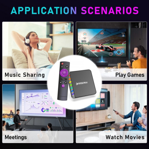 H96 Max W2 4K Ultra HD Android 11.0 Smart TV Box avec télécommande, Amlogic S905W2 Quad-Core, 2 Go + 16 Go () SH06EU104-015