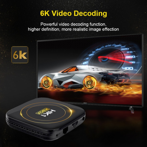 HK1 RBOX-H8S 4K Ultra HD Android 12.0 Smart TV Box avec télécommande, Allwinner H618 Quad-Core, 2 Go + 16 Go () SH09EU135-011