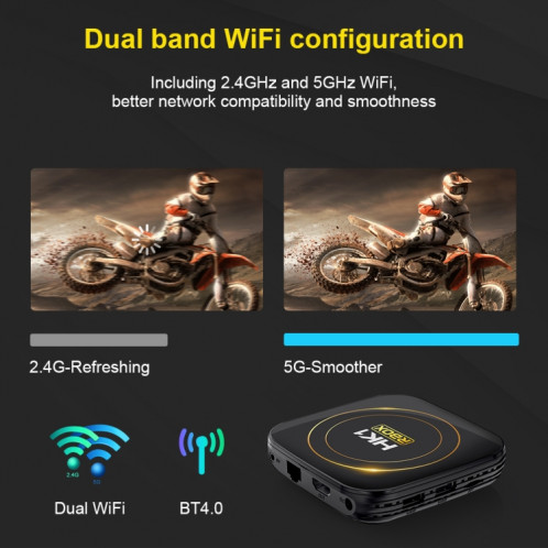 HK1 RBOX-H8S 4K Ultra HD Android 12.0 Smart TV Box avec télécommande, Allwinner H618 Quad-Core, 4 Go + 64 Go () SH11EU1393-011