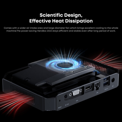 Mini PC CHUWI HeroBox, Windows 11, Intel Celeron N5100 Quad Core jusqu'à 2,8 GHz, 8 Go + 256 Go, prise en charge VGA, HDMI SC545B1311-013