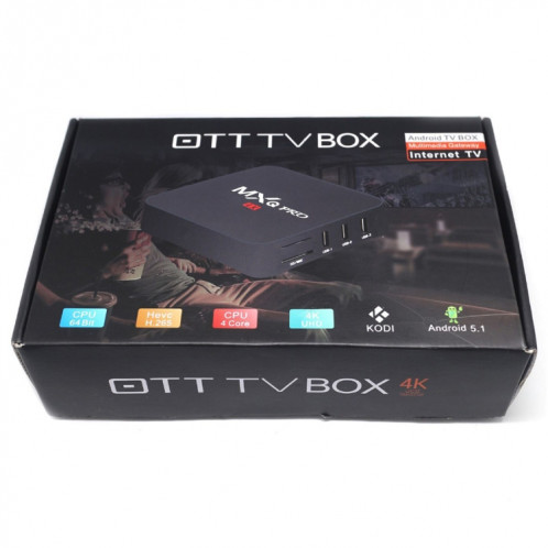 MXQ PROi 1080P 4K HD Smart TV BOX avec télécommande, Android 7.1 S905W Quad Core Cortex-A53 jusqu'à 2GHz, RAM: 2 Go, ROM: 16 Go, WiFi support SH07721380-010