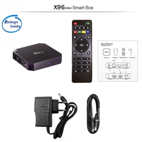 X96 mini 4K * 2K UHD sortie Smart TV BOX Player avec télécommande, Android 10 Amlogic S905W Quad Core ARM Cortex A53 2GHz, RAM: 2 Go, ROM: 16 Go, prend en charge WiFi, HDMI, TF (noir) SH991B1821-016