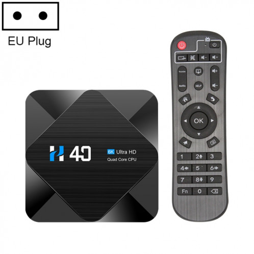 H40 4K Ultra HD Smart TV BOX Android 10.0 Lecteur multimédia avec télécommande, Quad-core, RAM : 4 Go, ROM : 64 Go () SH26EU1033-015
