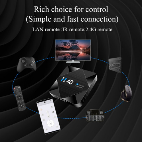 H40 4K Ultra HD Smart TV BOX Android 10.0 Lecteur multimédia avec télécommande, Quad-core, RAM : 4 Go, ROM : 64 Go () SH26EU1033-015