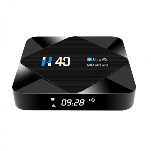 H40 4K Ultra HD Smart TV BOX Android 10.0 Lecteur multimédia avec télécommande, Quad-core, RAM : 4 Go, ROM : 64 Go (prise UE) SH26EU1033-015