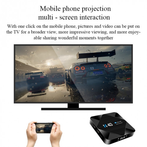 H40 4K Ultra HD Smart TV BOX Android 10.0 Lecteur multimédia avec télécommande, Quad-core, RAM : 4 Go, ROM : 64 Go () SH26EU1033-015