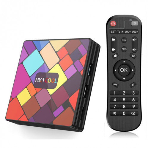 HK1COOL 4K UHD Smart TV Box avec télécommande, Android 9.0 RK3318 Quad-core Cortex-A53, 4 Go + 128 Go, prise en charge WiFi & BT & AV & HDMI & RJ45 & TF Card SH26351574-011
