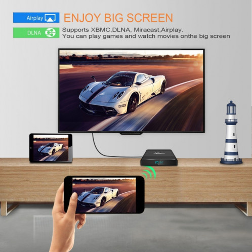 X96 Air 8K Smart TV BOX Android 9.0 Lecteur multimédia avec télécommande, Quad-core Amlogic S905X3, RAM : 2 Go, ROM : 16 Go, WiFi double bande, SH29EU1579-013