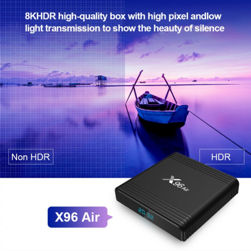 X96 Air 8K Smart TV BOX Android 9.0 Lecteur multimédia avec télécommande, Quad-core Amlogic S905X3, RAM : 2 Go, ROM : 16 Go, WiFi double bande, SH29EU1579-013