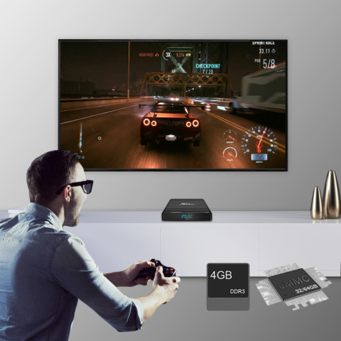 X96 Air 8K Smart TV BOX Android 9.0 Lecteur multimédia avec télécommande, Quad-core Amlogic S905X3, RAM : 4 Go, ROM : 32 Go, WiFi double bande, Bluetooth, prise US SH30US766-014