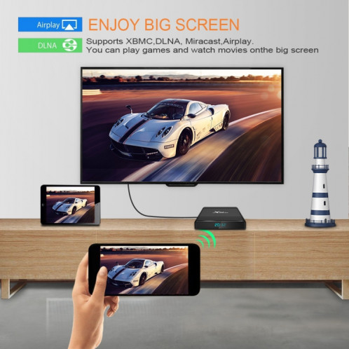 X96 Air 8K Smart TV BOX Android 9.0 Lecteur multimédia avec télécommande, Quad-core Amlogic S905X3, RAM : 4 Go, ROM : 64 Go, WiFi double bande, Bluetooth, prise UE SH31EU1652-013