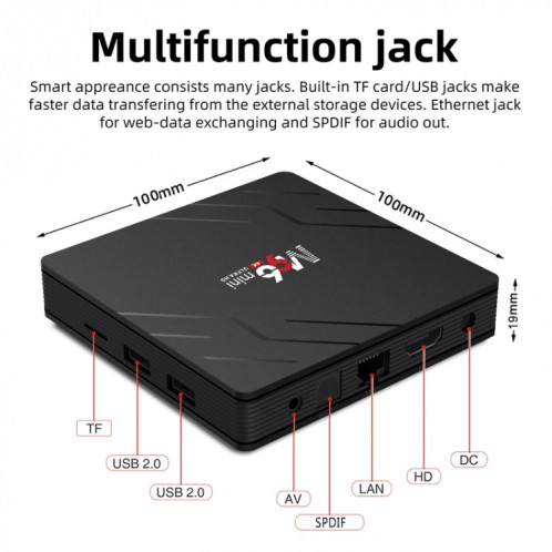 M96mini 4K Smart TV BOX Android 9.0 Lecteur multimédia avec télécommande, Quad-core RK3228A, RAM : 2 Go, ROM : 16 Go, WiFi double bande, SH10EU1133-011