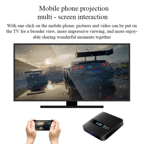 H20 4K Smart TV BOX Android 10.0 Lecteur multimédia avec télécommande, Quad Core RK3228A, RAM : 1 Go, ROM : 8 Go, WiFi 2,4 GHz, prise US SH82US12-016