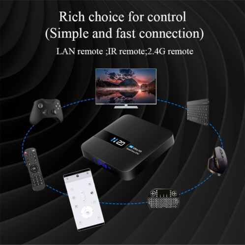 H20 4K Smart TV BOX Android 10.0 Lecteur multimédia avec télécommande, Quad Core RK3228A, RAM : 1 Go, ROM : 8 Go, WiFi 2,4 GHz, prise AU SH82AU729-016