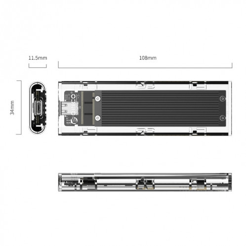 Boîtier SSD ORICO TCM2-C3 NVMe M.2 (10 Gbit / s) (Noir) SO001B1019-013