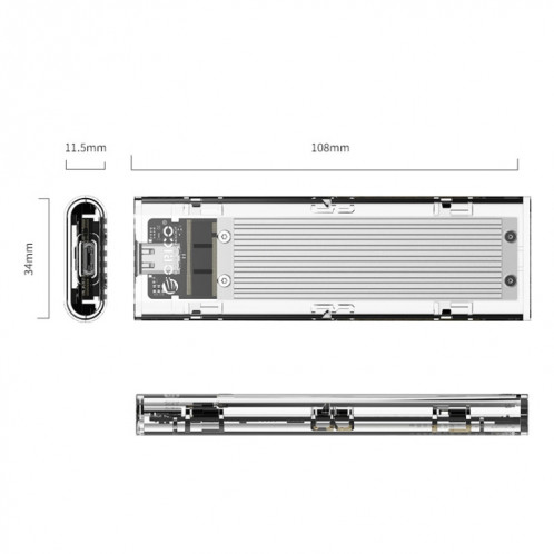 Boîtier SSD ORICO TCM2-C3 NVMe M.2 (10 Gbit / s) (Argent) SO001S1411-013