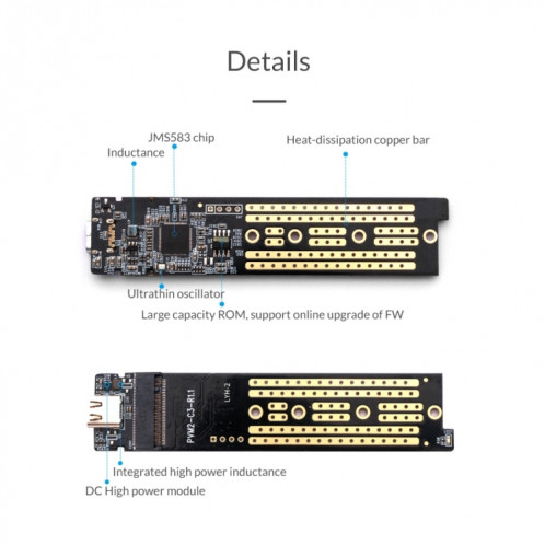 Boîtier SSD ORICO TCM2-C3 NVMe M.2 (10 Gbit / s) (Argent) SO001S1411-013