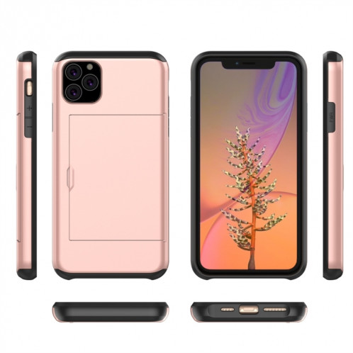 Étui de protection blindé antichoc avec emplacement pour carte pour iPhone 11 Pro Max (or rose) SH802K1923-06