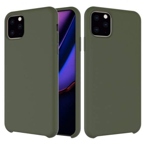 Coque antichoc en silicone liquide de couleur solide pour iPhone 11 Pro Max (Vert armée) SH303F674-05