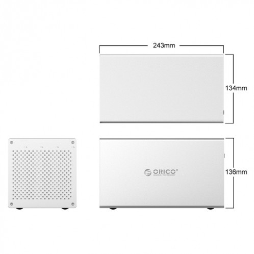 ORICO Honeycomb Series WS400RC3 SATA 3,5 pouces USB-C / Type-C 4 baies boîtier en alliage HDD / SSD avec raid, la capacité de support maximale: 40 To SO00401346-012